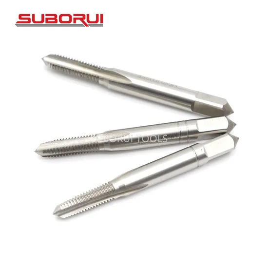 Suborui 3PCS DIN352 Taper Plug Bottoming HSS Co M35 Cobalt Straight Flute M5 Thread Metric Hand Screw Taps Set